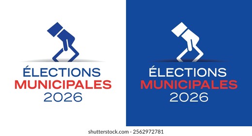 Elections municipales 2026: 2026 municipal elections in french, banner with ballot box pictogram