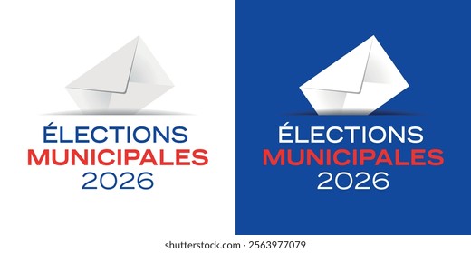 Elections municipales 2026: 2026 municipal elections in french, banner with ballot box pictogram