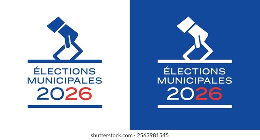 Elections municipales 2026: 2026 municipal elections in french, banner with ballot box pictogram