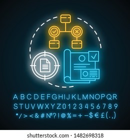 Elections neon light concept icon. Election program idea. Voting, referendum, public opinion and choice. Glowing sign with alphabet, numbers and symbols. Vector isolated illustration