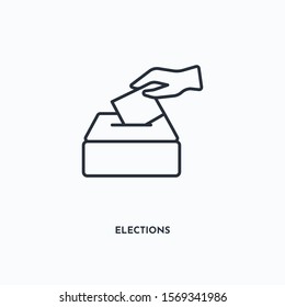 Elections outline icon. Simple linear element illustration. Isolated line Elections icon on white background. Thin stroke sign can be used for web, mobile and UI.