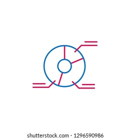 Elections, pie chart outline colored icon. Can be used for web, logo, mobile app, UI, UX on white background