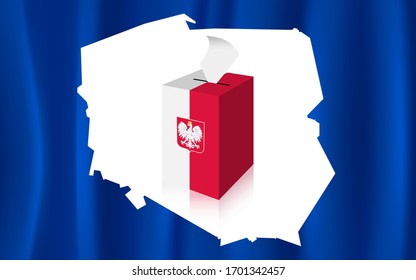 Elections in Poland. The ballot box with the Polish flag. Vector.