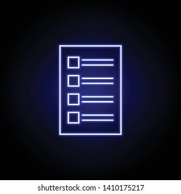 Elections poll paper icon in neon style. Signs and symbols can be used for web, logo, mobile app, UI, UX