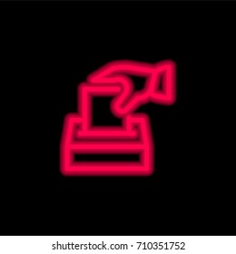 Elections red glowing neon ui ux icon. Glowing sign logo vector