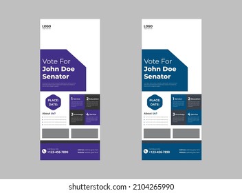 Elections roll up banner Template Design. Political banner, Vote dl flyer banner leaflet design. cover, roll up banner, poster, print-ready