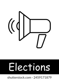 Symbol "Wahlen festlegen". Stimmen, Kandidat, Sprache, Kalender, Stimmen, Prozentsatz, Diagramm, Statistik, Bleistift, Hand, Aufzeichnung, Handschlag, Lautsprecher, Meinung der Menschen, Pass. Konzept der Wahlkampagne.
