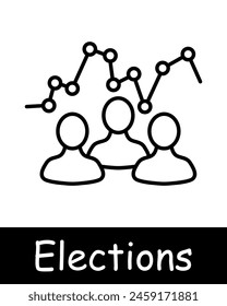 Elections set icon. Vote, candidate, speech, calendar, voting, percentage, diagram, statistics, pencil, hand, record, handshake, loudspeaker, people opinion, passport. Electoral campaign concept.