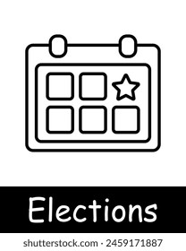 Elections set icon. Vote, candidate, speech, calendar, voting, percentage, diagram, statistics, pencil, hand, record, handshake, loudspeaker, people opinion, passport. Electoral campaign concept.