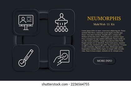 Elections set icon. Voting, candidates, choice, public performance, signature, television program. Voting concept. Neomorphism style. Vector line icon for business