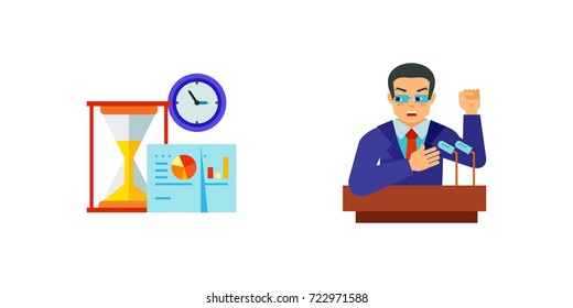 Elections and time management icon set