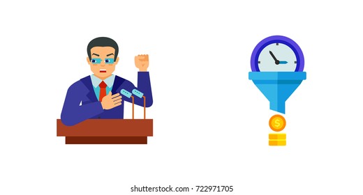 Elections and time management icon set