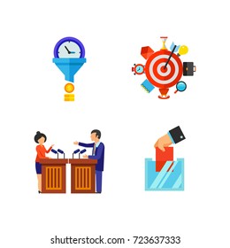 Elections and time management icon set
