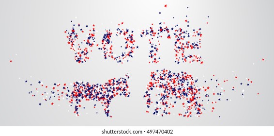 Elections in the United States. A donkey and an elephant face to face are composed of stars.