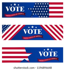 Elections to US Senate in 2018. Template for US elections. Presidential election banner background. Presidential vote banner background. USA voting concept  vector illustration.