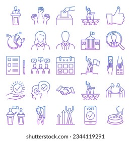 Elections and voting line icon set. Politics and political candidates symbols. Vector illustration.