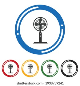Electiric Fan flach Icon Set. flache design, Vektorgrafik in 5 farbigen optionen für web design