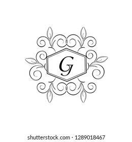Elective monogram design for letter G. Decorative pattern on white background. You can use as a business sign, a symbol, an emblem. Vector illustration