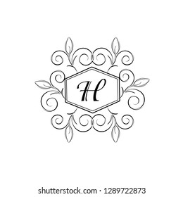 Elective monogram design for letter H. Decorative pattern on white background. You can use as a business sign, a symbol, an emblem. Vector illustration