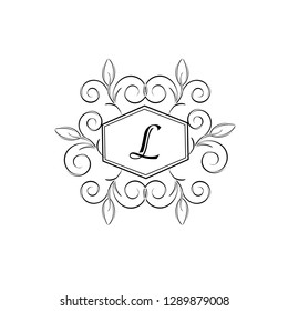 Elective monogram design for letter L. Decorative pattern on white background. You can use as a business sign, a symbol, an emblem. Vector illustration