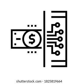 vector de icono de línea de dinero electrónico. signo de dinero electrónico. símbolo de contorno aislado ilustración negra