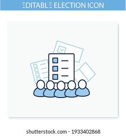 Electoral college line icon. Election commission. Voters. Choice, vote concept. Democracy. Parliamentary or presidential elections. Isolated vector illustration. Editable stroke