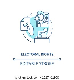 Electoral rights concept icon. Right to vote idea thin line illustration. Suffrage. Civics education. Political franchise. Vector isolated outline RGB color drawing. Editable stroke