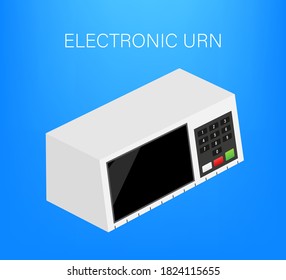Electoral Urn. Translations Fim means End, Urna Urn, Eleitoral Electoral. Vector stock illustration.