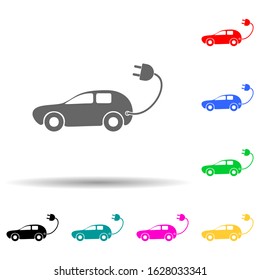 Electra car multi color style icon. Simple glyph, flat vector of ecology icons for ui and ux, website or mobile application