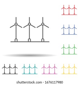 Electra windmills multi color set icon. Simple thin line, outline vector of landspace icons for ui and ux, website or mobile application