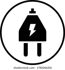 Icono de enchufe eléctrico de 2 pines / color negro