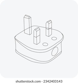 enchufe eléctrico de 3 pines, vector, eps10