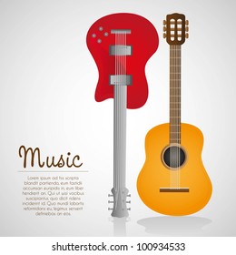 electric and acoustic guitar, on white background, vector illustration