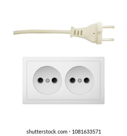 Electric adapter with two plug. Electrical Outlet Switches. Vector illustration.