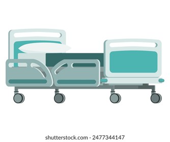 Electric adjustable medical bed isolated, healthcare and hospital equipment concept