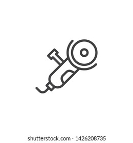 Electric angle grinder line icon. linear style sign for mobile concept and web design. Construction cutting machine outline vector icon. Symbol, logo illustration. Vector graphics