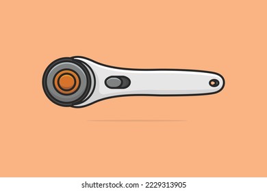 Electric Angle Grinder vector illustration. Mechanic and Gardening working tool object icon concept. Wireless grinder with round cutter vector design on light orange background.