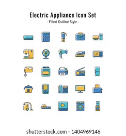 electric appliance icons vector. electric appliance icon set. filled outline icon style design