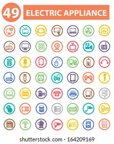 Electric appliance icons,Colorful icons,White background version,vector