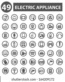 Electric appliance icons,Gray icons,White background version,vector