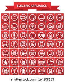 Electric appliance icons,Red icons,White background version,vector