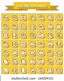 Electric appliance icons,Yellow icons,White background version,vector