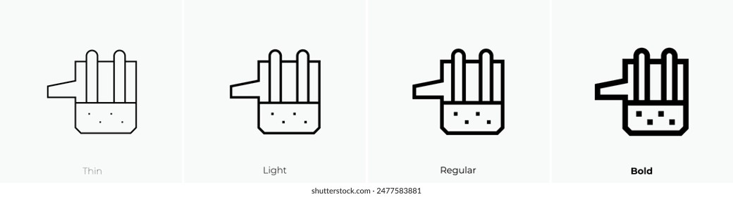 icono de horno de arco eléctrico. Diseño de estilo fino, ligero, regular y audaz aislado sobre fondo blanco