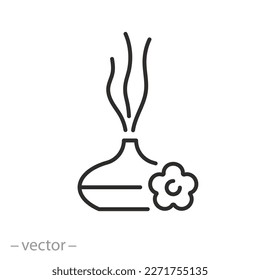 E-Aroma-Diffusorsymbol, Ölbrenner, Dünnzeilensymbol auf weißem Hintergrund - bearbeitbarer Strich, Vektorgrafik eps10