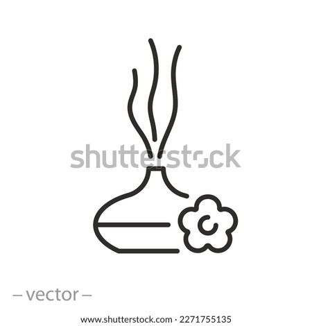 electric aroma diffuser icon, oil burner, thin line symbol on white background - editable stroke vector illustration eps10