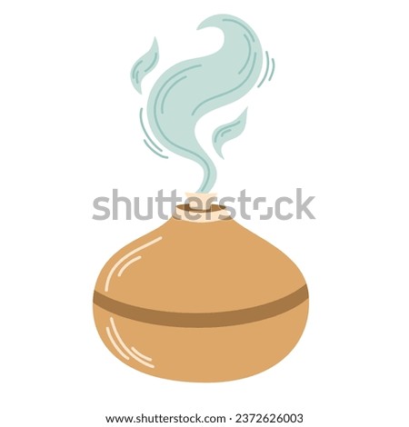 Electric aroma diffuser. Meditation Item. humidifier diffuser. Ultrasonic home microclimate cleaner, healthy humidity. Hand draw vector illustration.