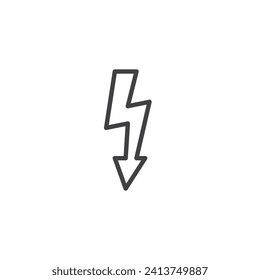 Electric Arrow line icon. linear style sign for mobile concept and web design. Lightning arrow outline vector icon. Symbol, logo illustration. Vector graphics