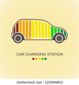 Electric auto icon. Flat design. Vector illustration.