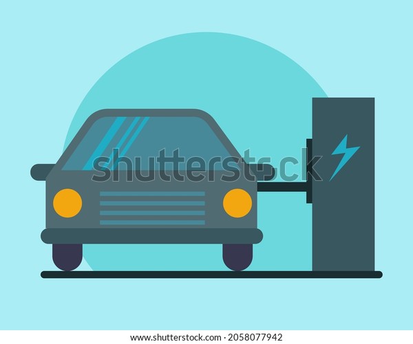 Electric Auto Industry Growth concept. Cartoon\
vector style for your\
design.