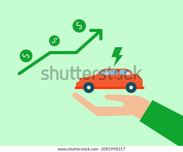Electric Auto Industry Growth concept. Cartoon\
vector style for your\
design.